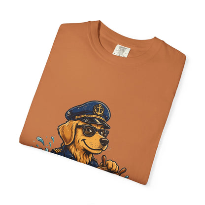 Golden Retriever Boat Captain Tee | Funny Summer Dog Graphic Shirt