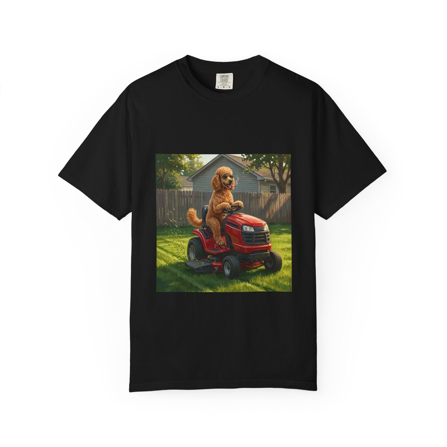 Poodle Lawn Mower Tee | Funny Spring Dog Graphic Shirt