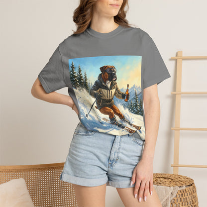 Boxer Skiing Tee | Funny Winter Dog Graphic Shirt