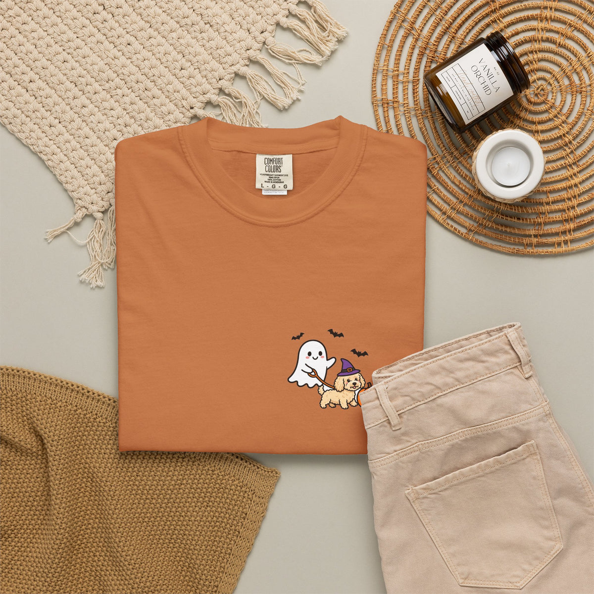 Goldendoodle Ghost Walking Dog Pocket Tee Cute Halloween Dog Shirt