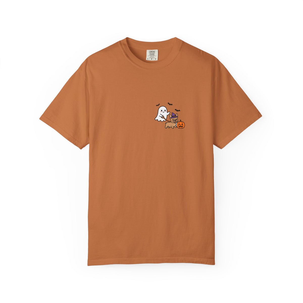 French Bulldog Ghost Walking Dog Pocket Tee Cute Halloween Dog Shirt