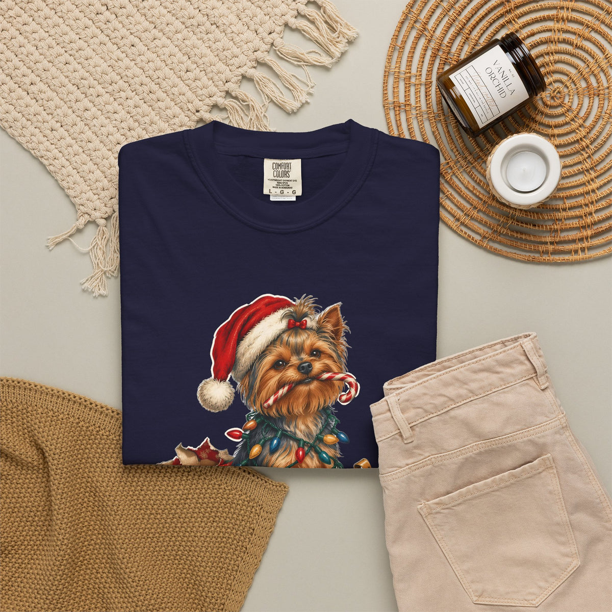 Naughty List Champion Yorkshire Terrier Christmas Tee