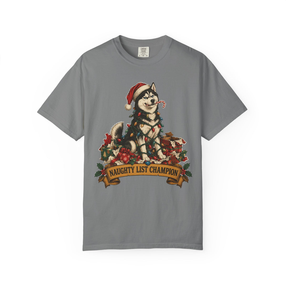 Naughty List Champion Siberian Husky Christmas Tee