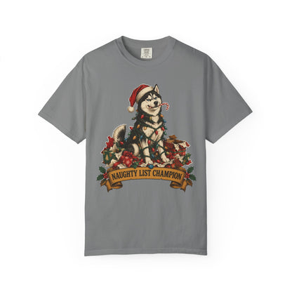 Naughty List Champion Siberian Husky Christmas Tee