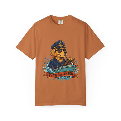 Golden Retriever Boat Captain Tee | Funny Summer Dog Graphic Shirt