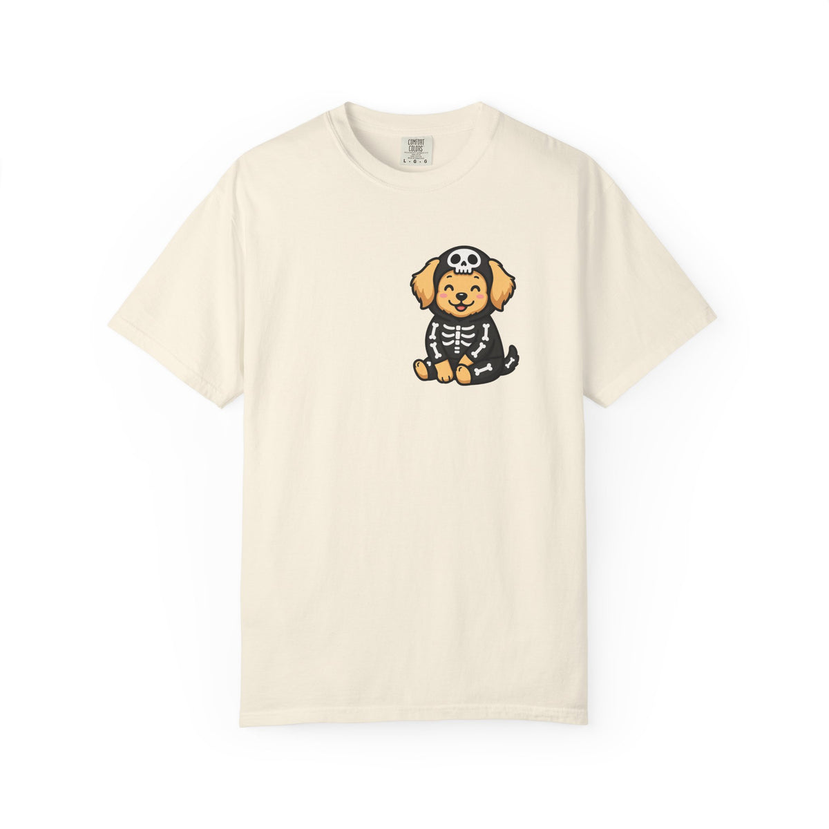 Golden Retriever Skeleton Halloween Pocket Tee | Cute Spooky Dog Shirt