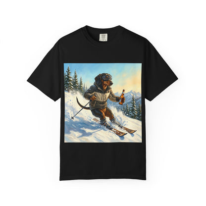 Dachshund Skiing Tee | Funny Winter Dog Graphic Shirt