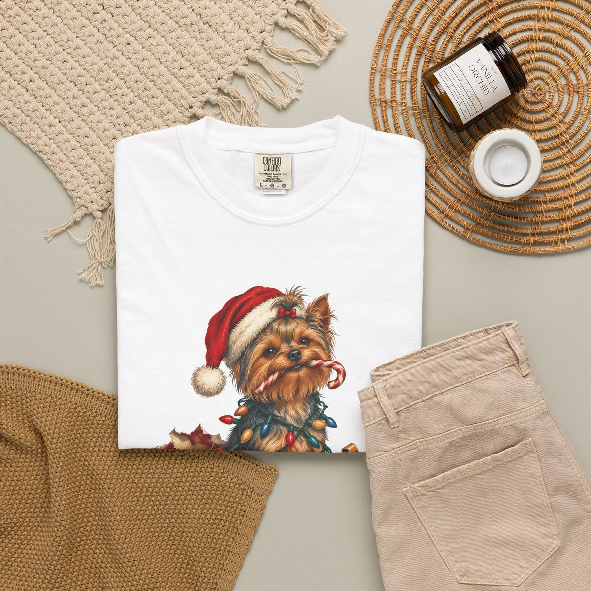 Naughty List Champion Yorkshire Terrier Christmas Tee