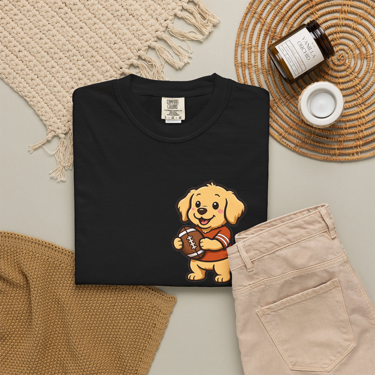 Golden Retriever Tailgate Pocket Tee | Funny Fall Football Dog Shirt