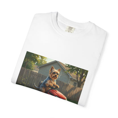 Yorkshire Terrier Lawn Mower Tee | Funny Spring Dog Graphic Shirt