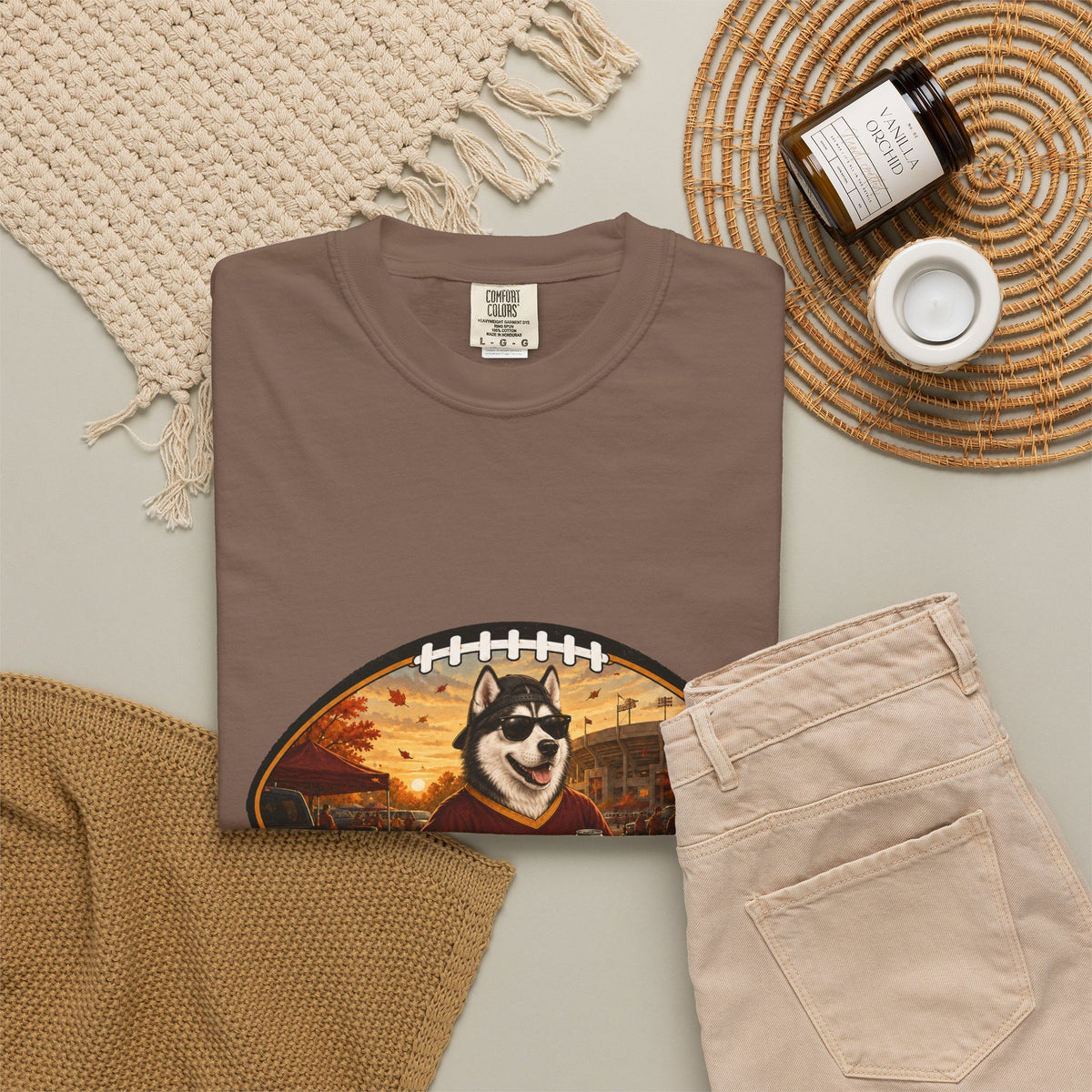 Siberian Husky Tailgate Tee | Funny Fall Football Dog Shirt