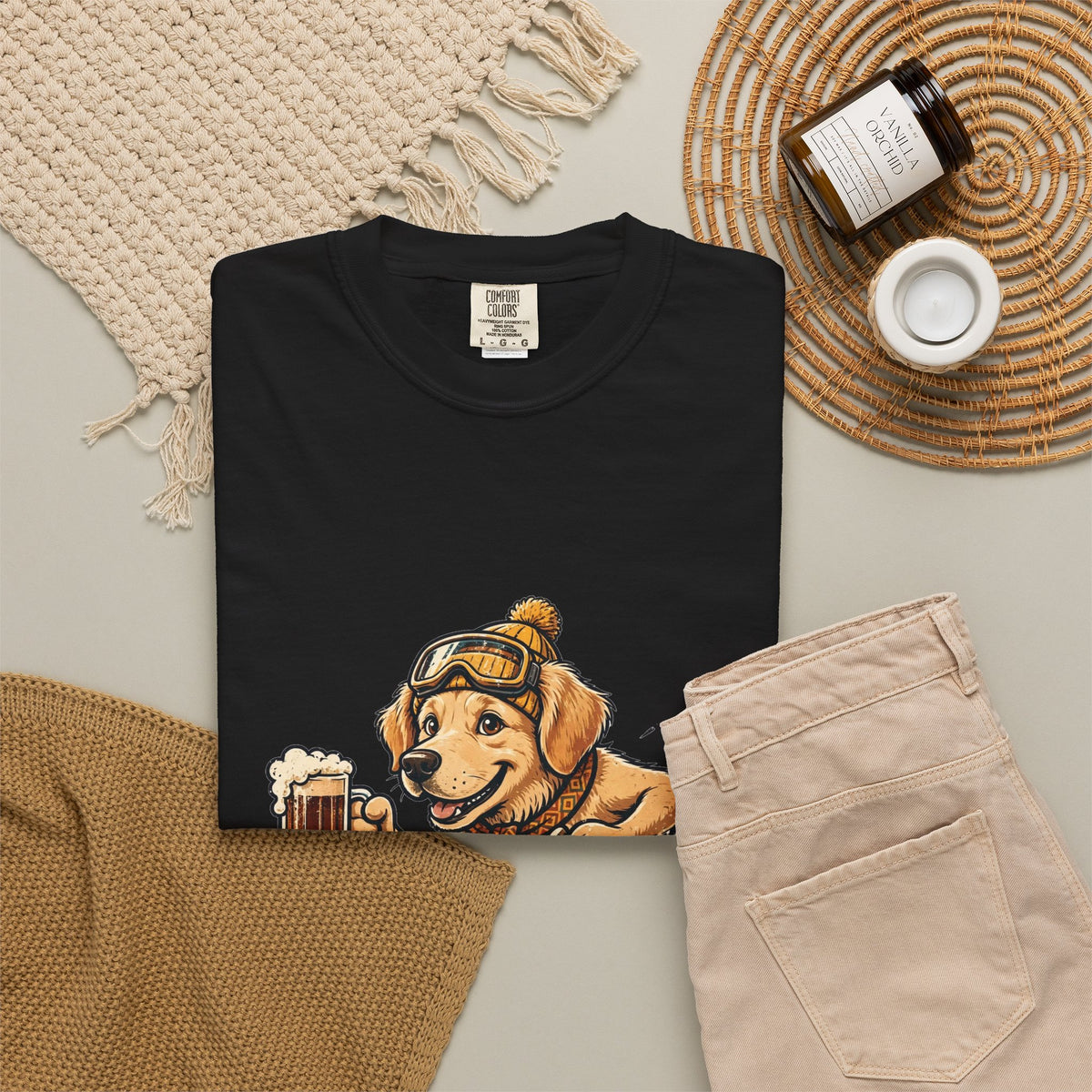 Golden Retriever Apres Ski Tee | Funny Winter Dog Graphic Shirt