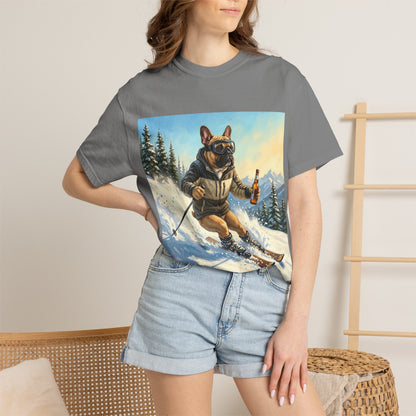 French Bulldog Skiing Tee | Funny Winter Dog Graphic Shirt