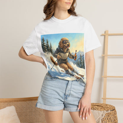 Poodle Skiing Tee | Funny Winter Dog Graphic Shirt