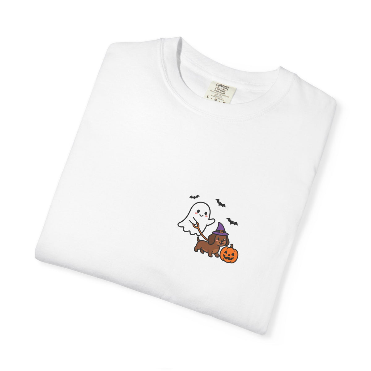 Ghost Walking Dog Pocket Tee | Cute Halloween Dog Shirt