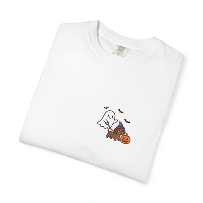 Ghost Walking Dog Pocket Tee | Cute Halloween Dog Shirt