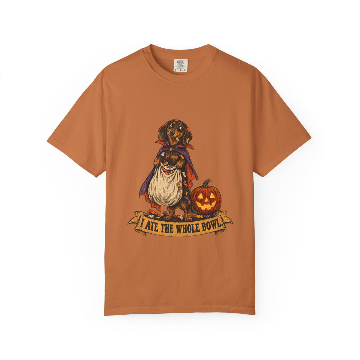 I Ate the Whole Bowl Dachshund Halloween Tee