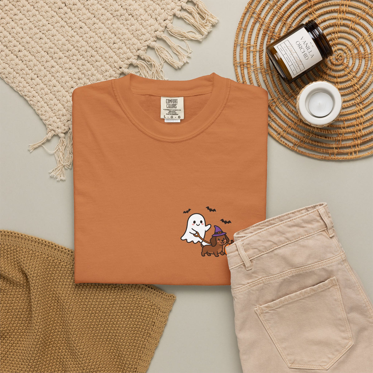 Ghost Walking Dog Pocket Tee | Cute Halloween Dog Shirt
