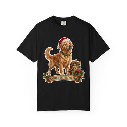 Santa's Little Yelper Golden Retriever Christmas Tee