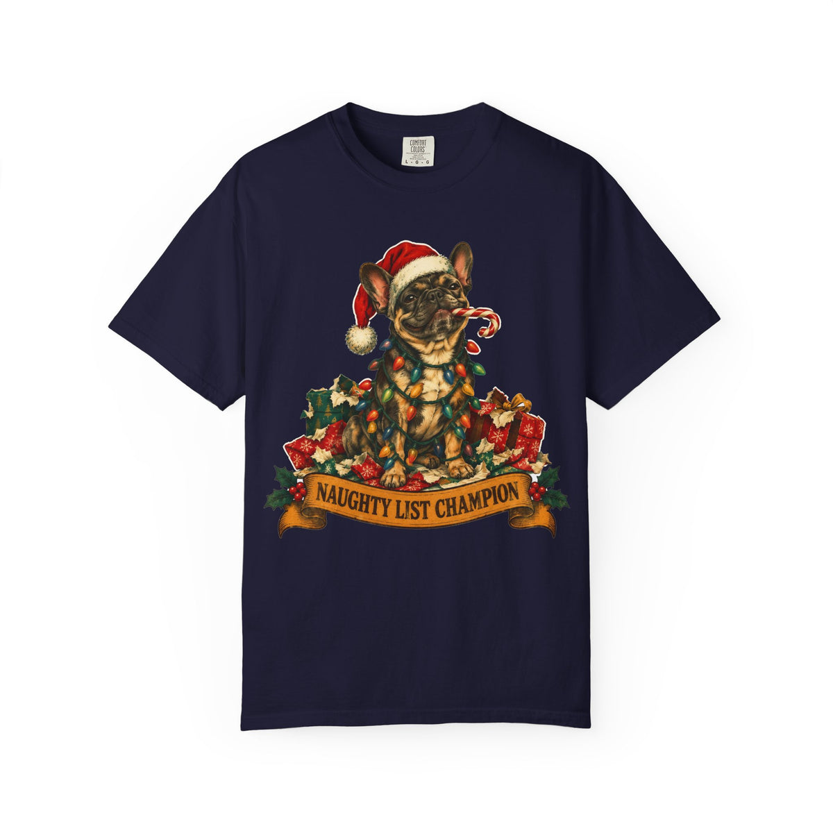 Naughty List Champion French Bulldog Christmas Tee