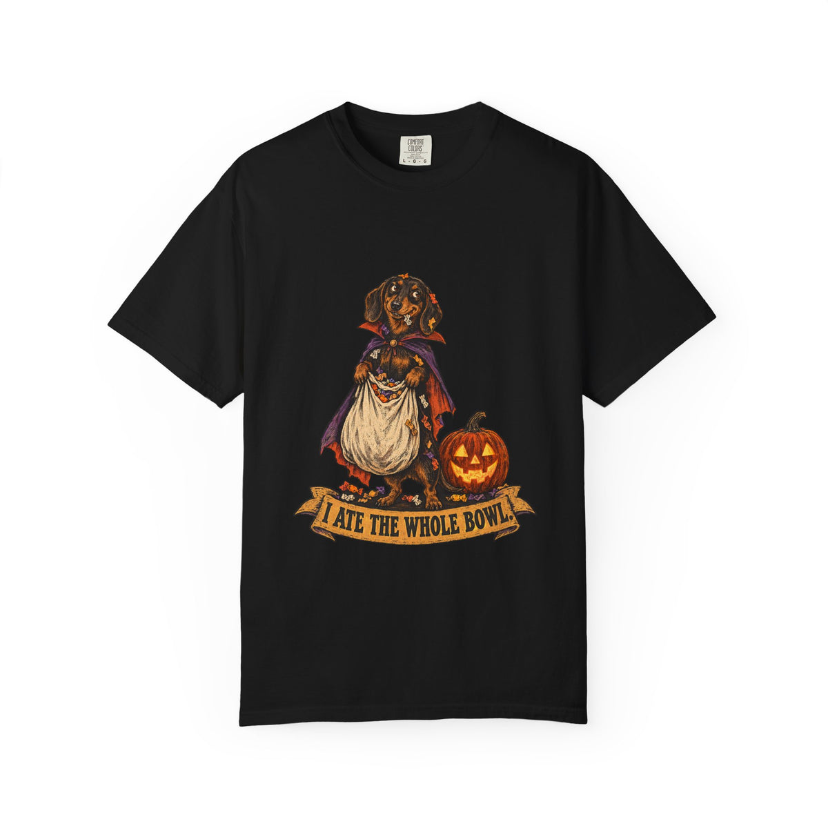 I Ate the Whole Bowl Dachshund Halloween Tee