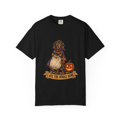 I Ate the Whole Bowl Dachshund Halloween Tee