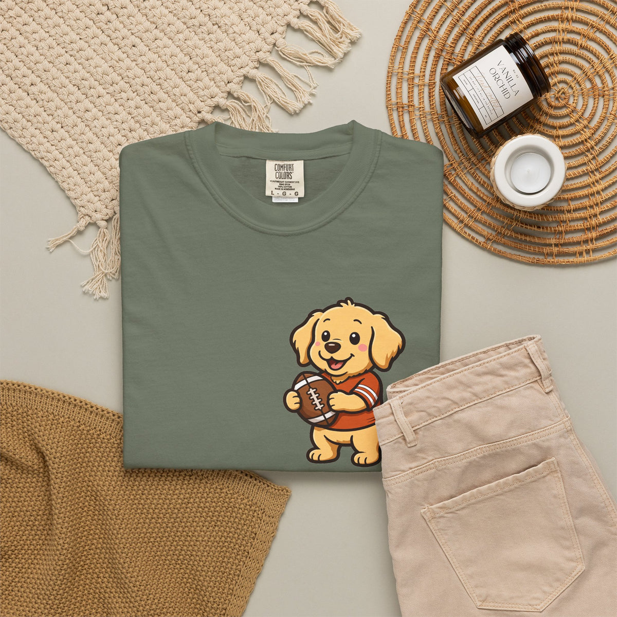 Golden Retriever Tailgate Pocket Tee | Funny Fall Football Dog Shirt