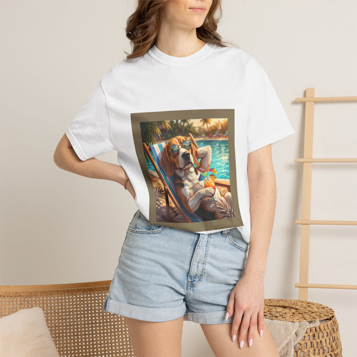 Beagle Poolside Tee | Funny Summer Dog Graphic Shirt
