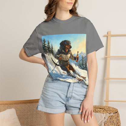 Dachshund Skiing Tee | Funny Winter Dog Graphic Shirt