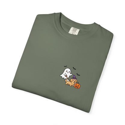 Golden Retriever Ghost Walking Dog Pocket Tee Cute Halloween Dog Shirt