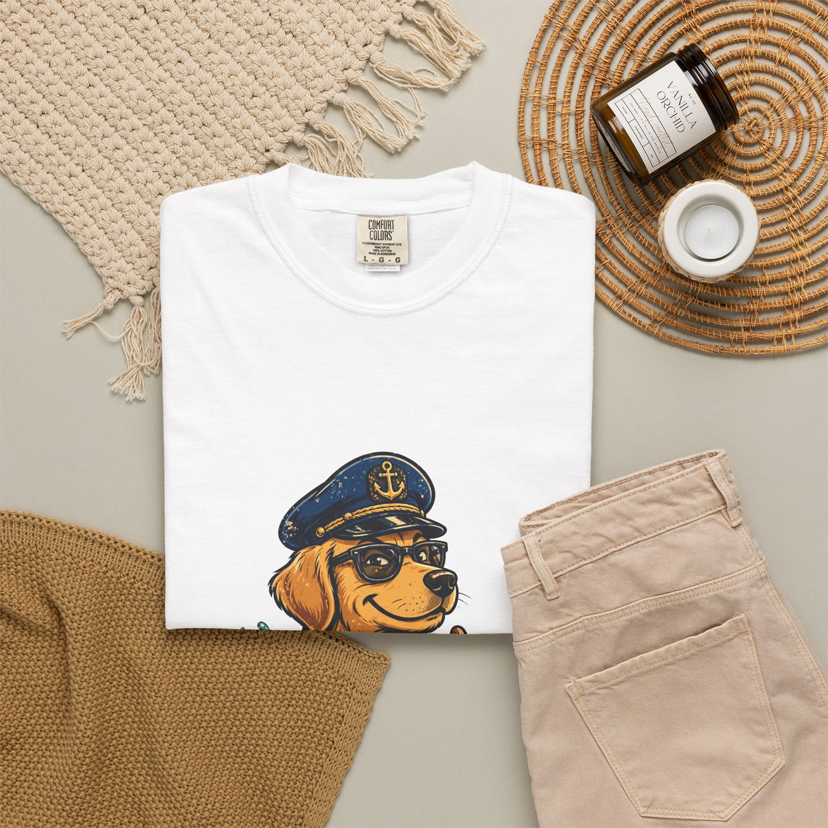 Golden Retriever Boat Captain Tee | Funny Summer Dog Graphic Shirt