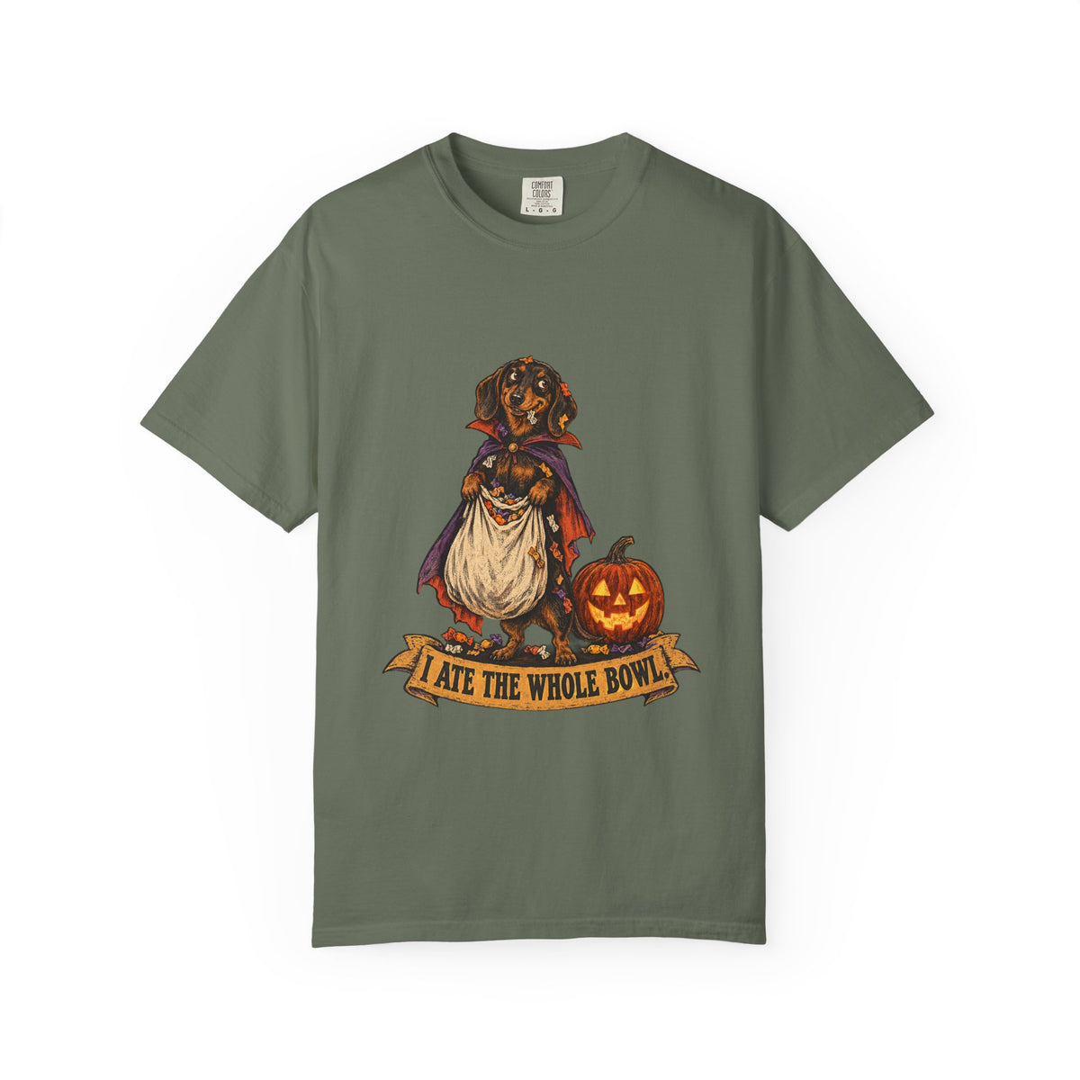 I Ate the Whole Bowl Dachshund Halloween Tee