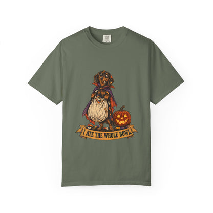 I Ate the Whole Bowl Dachshund Halloween Tee