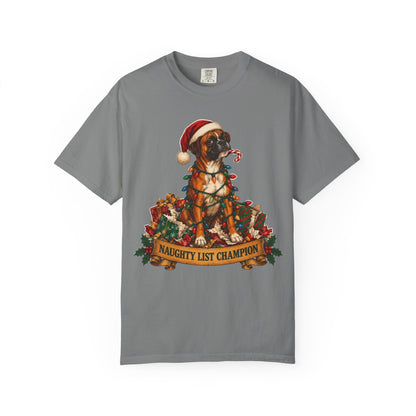 Naughty List Champion Boxer Christmas Tee