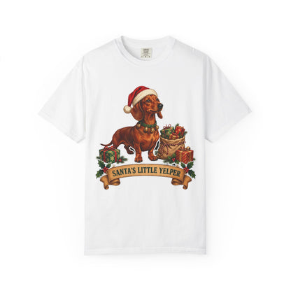 Santa's Little Yelper Dachshund Christmas Tee