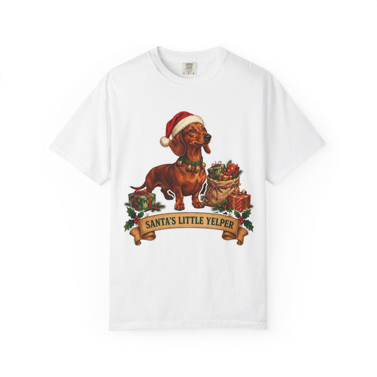 Santa's Little Yelper Dachshund Christmas Tee