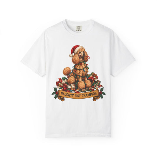 Naughty List Champion Poodle Christmas Tee