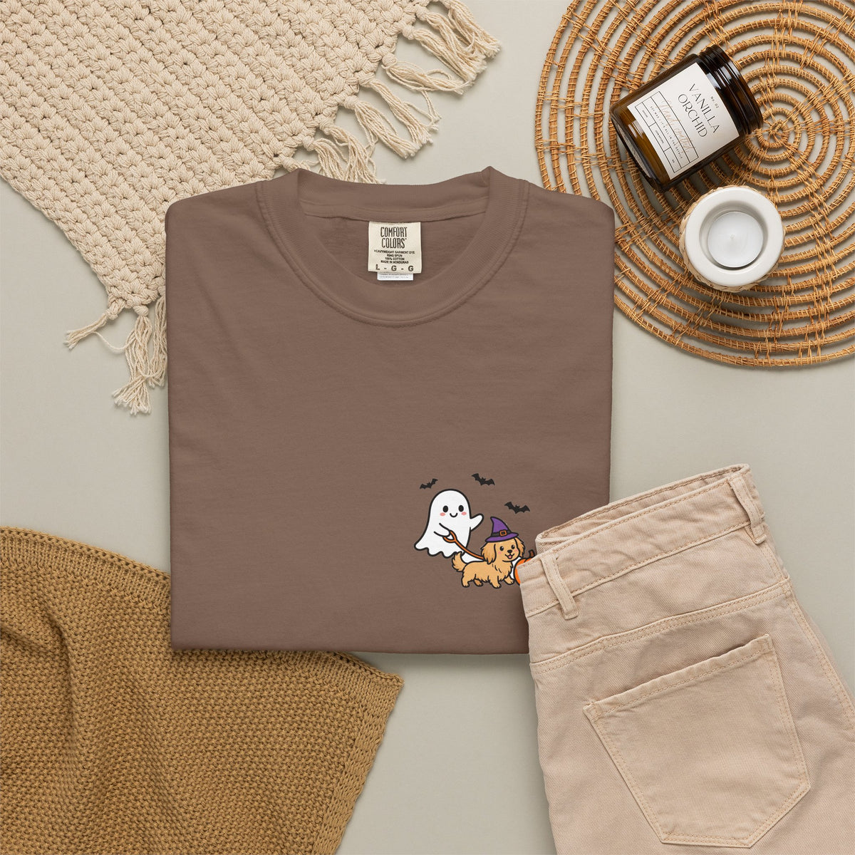 Golden Retriever Ghost Walking Dog Pocket Tee Cute Halloween Dog Shirt