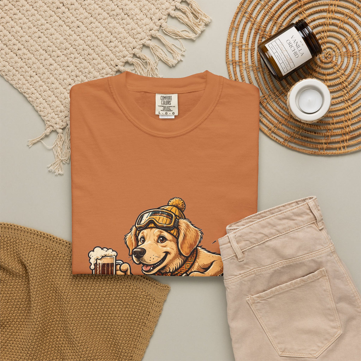 Golden Retriever Apres Ski Tee | Funny Winter Dog Graphic Shirt