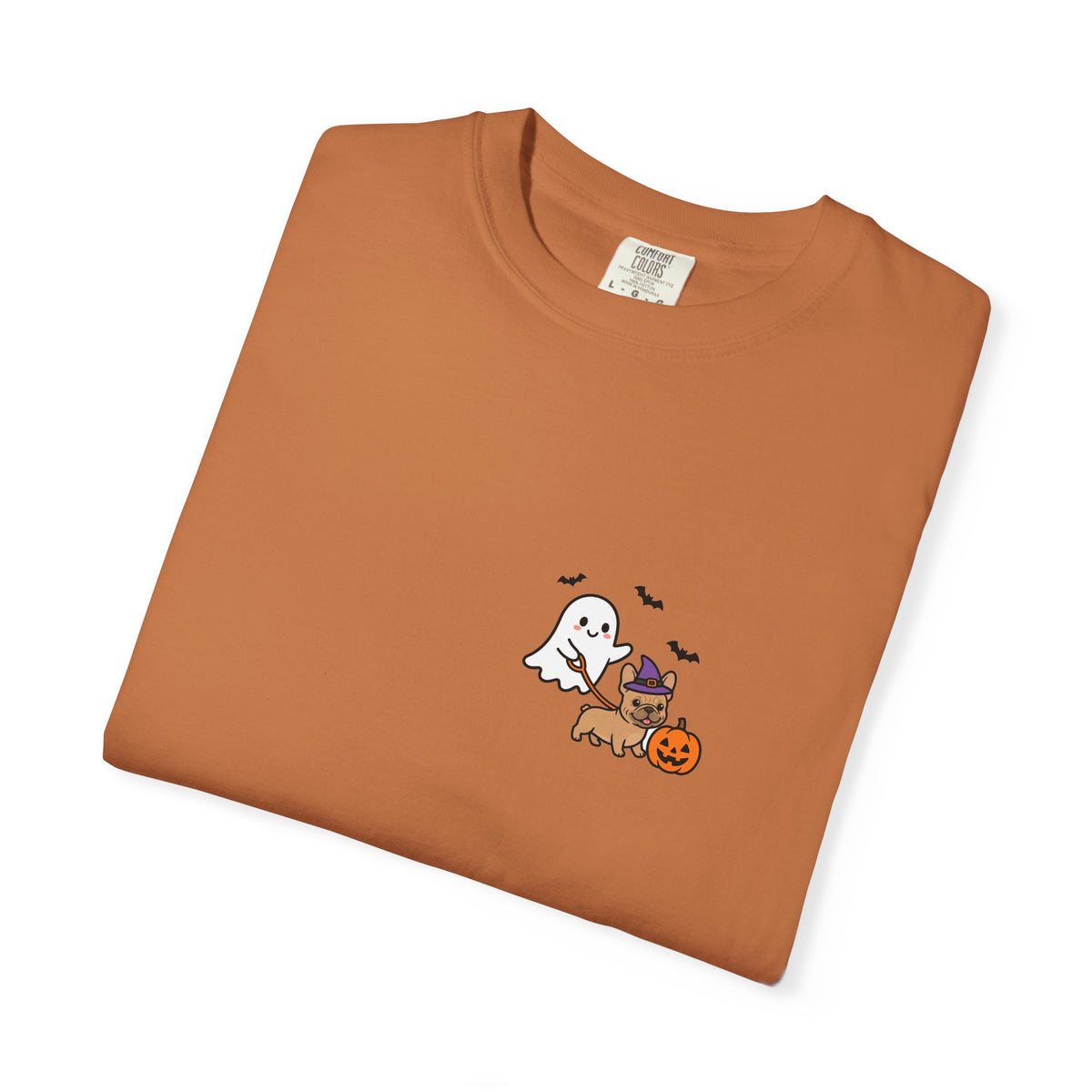 French Bulldog Ghost Walking Dog Pocket Tee Cute Halloween Dog Shirt