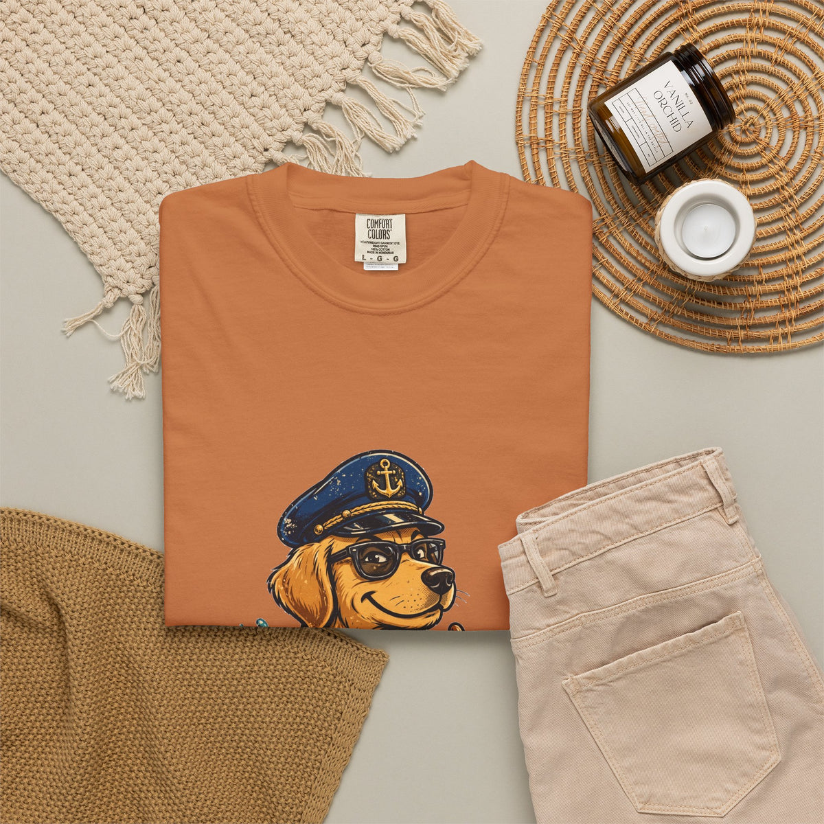 Golden Retriever Boat Captain Tee | Funny Summer Dog Graphic Shirt