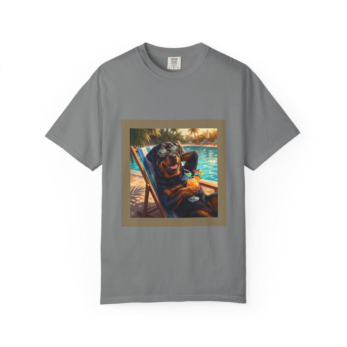 Rottweiler Poolside Tee | Funny Summer Dog Graphic Shirt