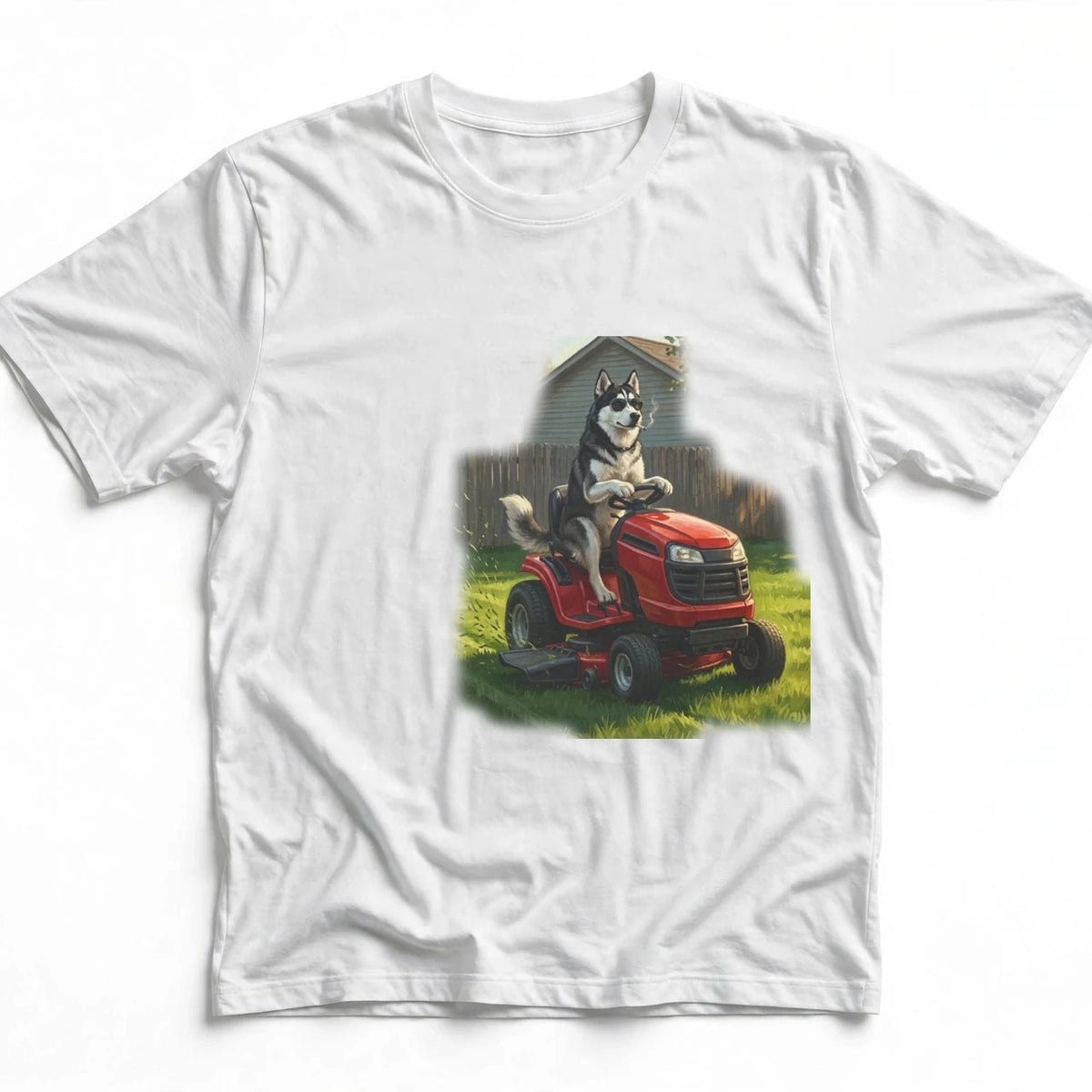 Siberian Husky Lawn Mower Tee | Funny Spring Dog Graphic Shirt