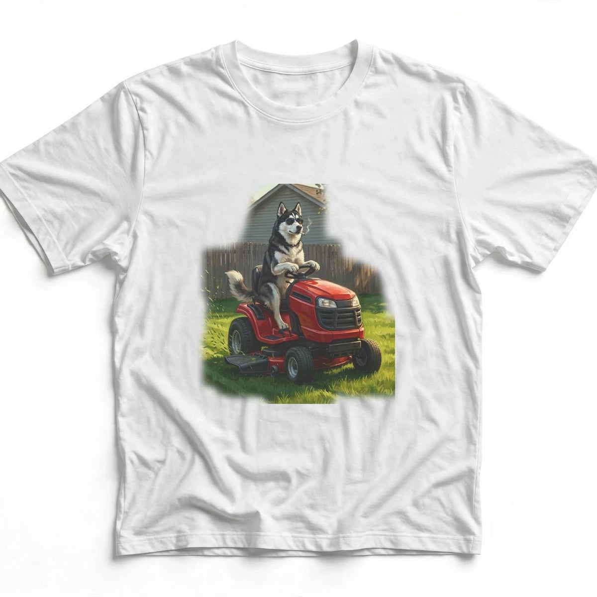 Siberian Husky Lawn Mower Tee | Funny Spring Dog Graphic Shirt