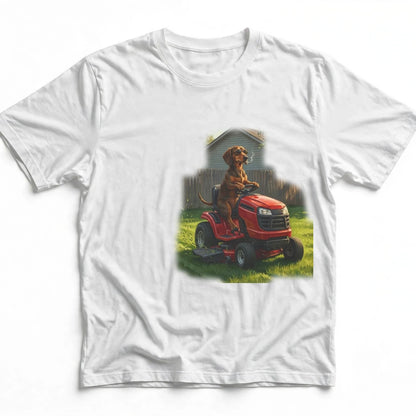 Dachshund Lawn Mower Tee | Funny Spring Dog Graphic Shirt