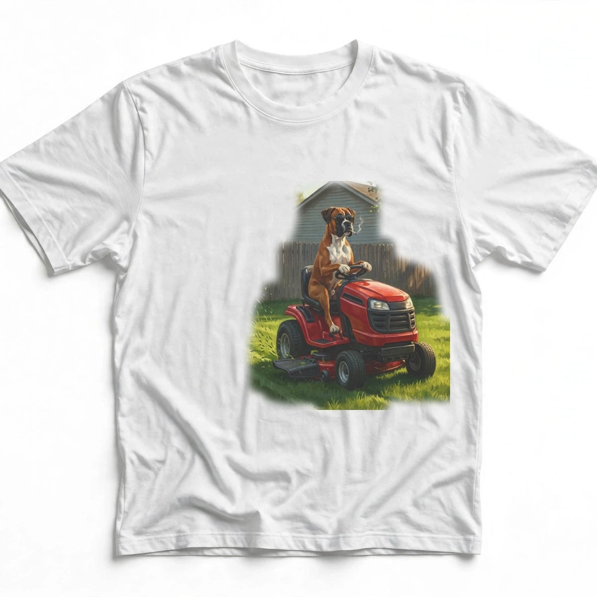 Boxer Lawn Mower Tee | Funny Spring Dog Graphic Shirt
