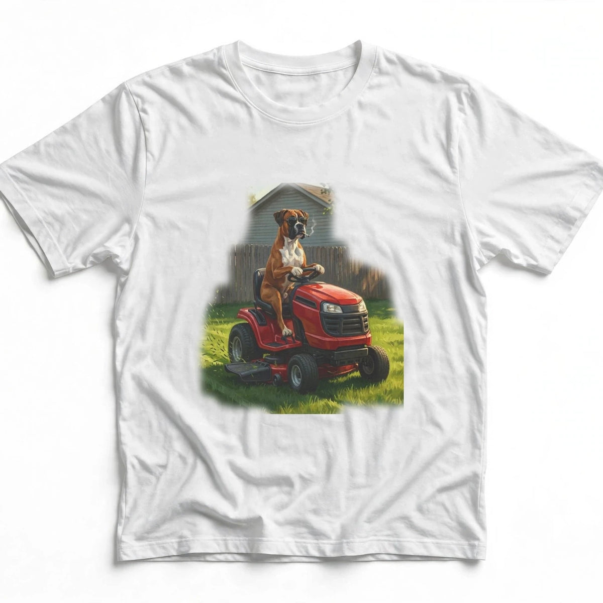 Boxer Lawn Mower Tee | Funny Spring Dog Graphic Shirt