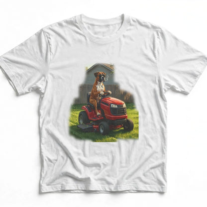 Boxer Lawn Mower Tee | Funny Spring Dog Graphic Shirt
