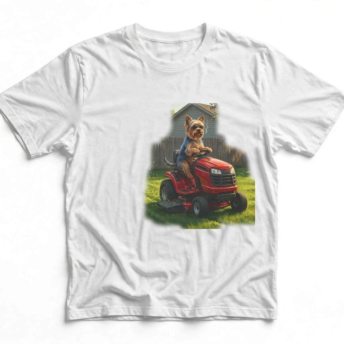 Yorkshire Terrier Lawn Mower Tee | Funny Spring Dog Graphic Shirt