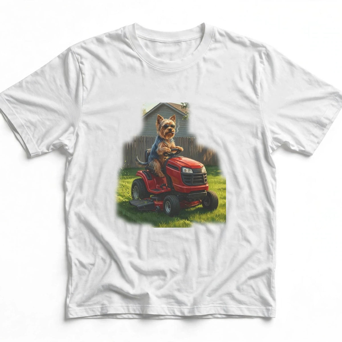 Yorkshire Terrier Lawn Mower Tee | Funny Spring Dog Graphic Shirt